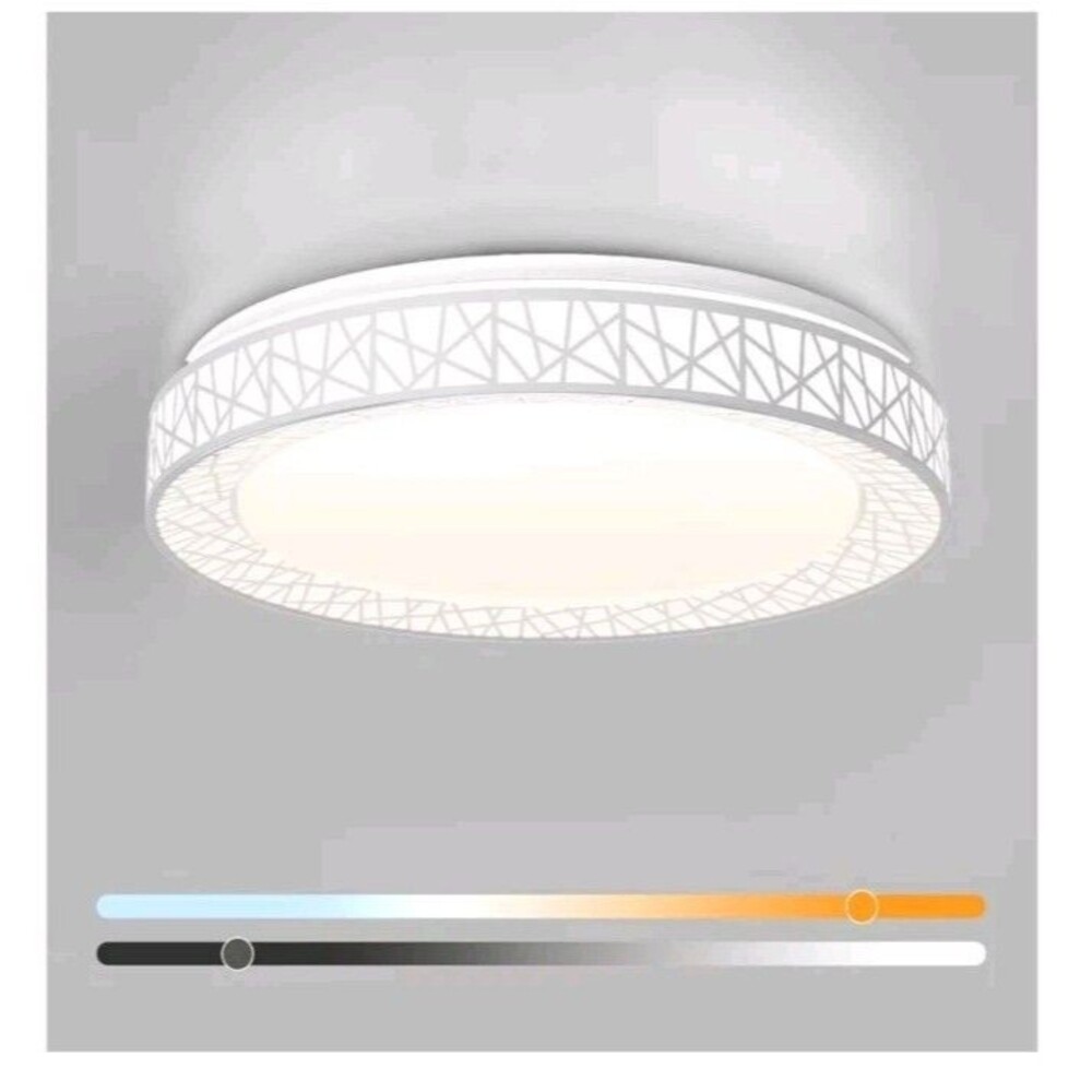 Modern 20" White LED Flush Mount Ceiling Light Fixture, Adjustable & Dimmable